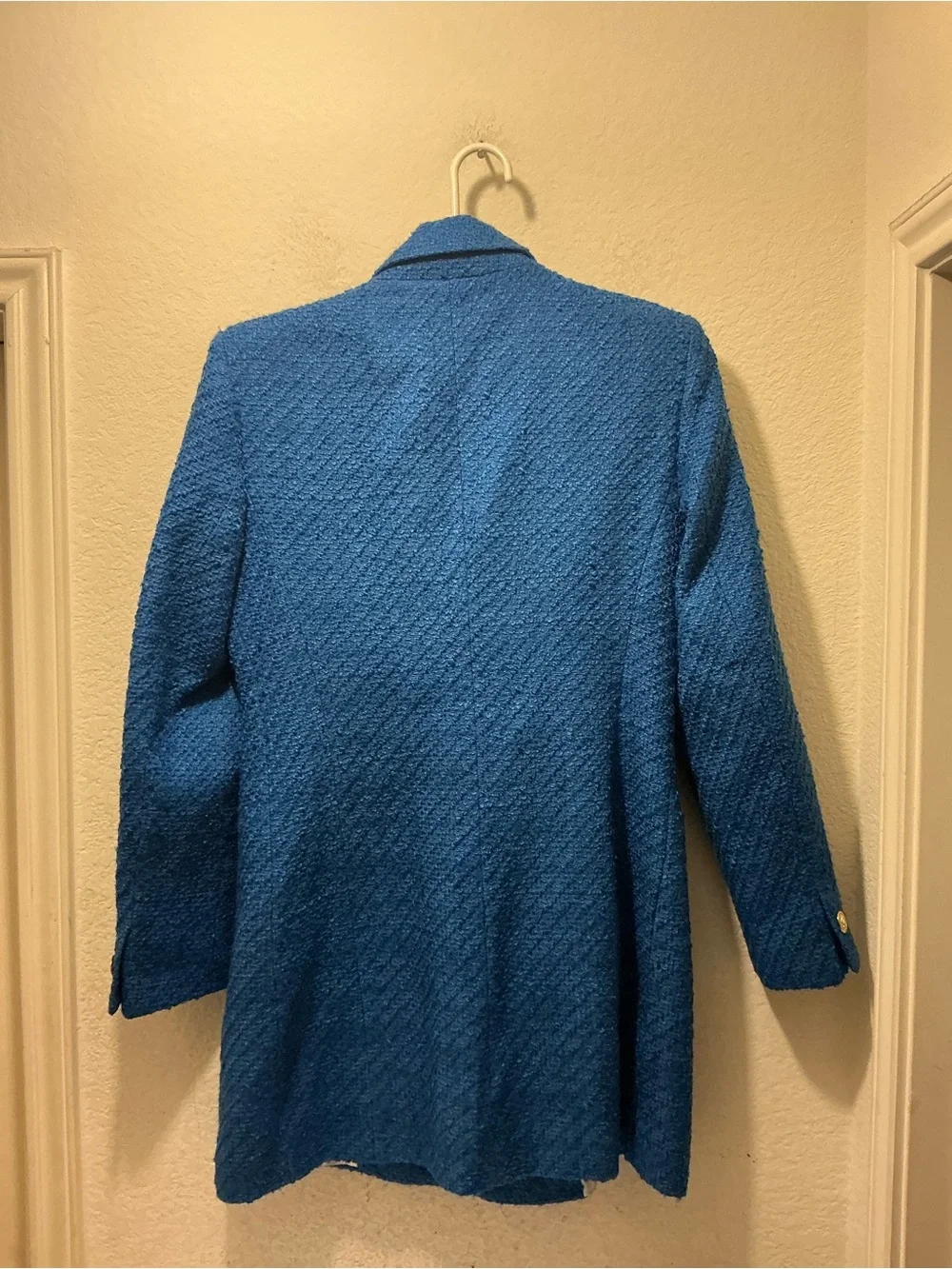 NWT Zara Bright Blue Textured Single-Button Blazer size L - Picture 4 of 5